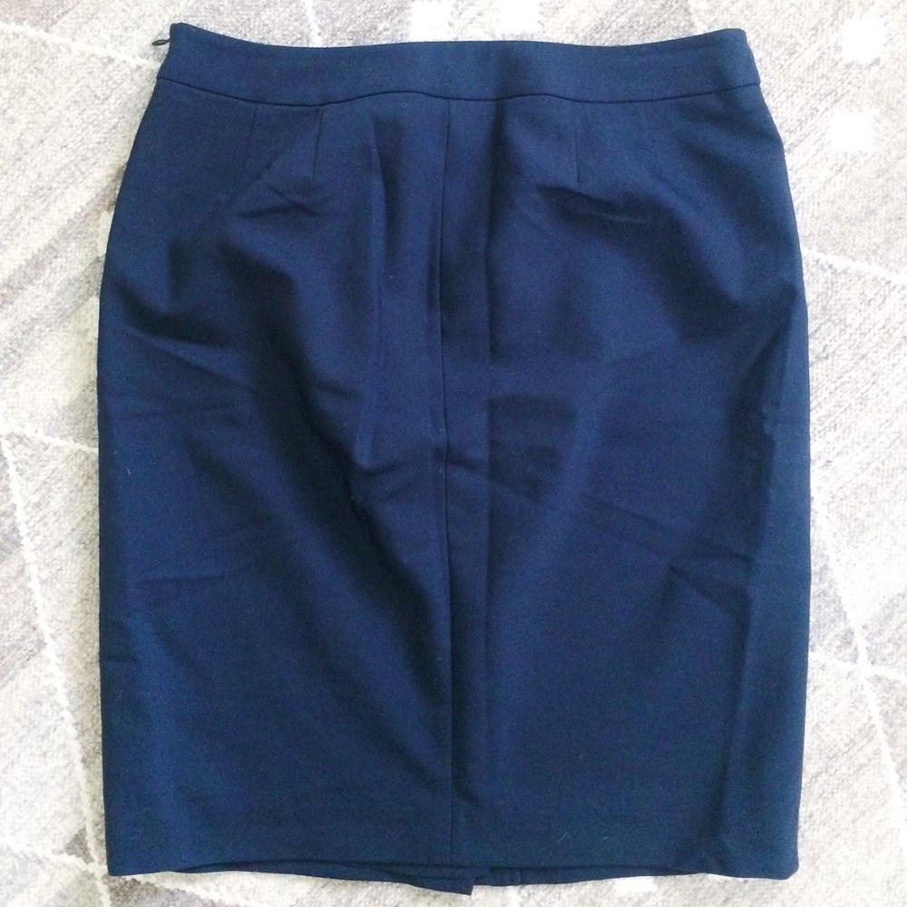Ann Taylor Navy Button Front Pencil Skirt - Picture 2 of 5